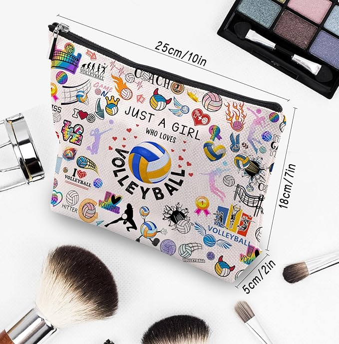 CEASQVAA Volleyball Gifts Makeup Cosmetic Bag for Women, Volleyball Stuff Accessories for Volleyball Players Teams, Volleyball Travel Bag Pouch Purse for Men Women