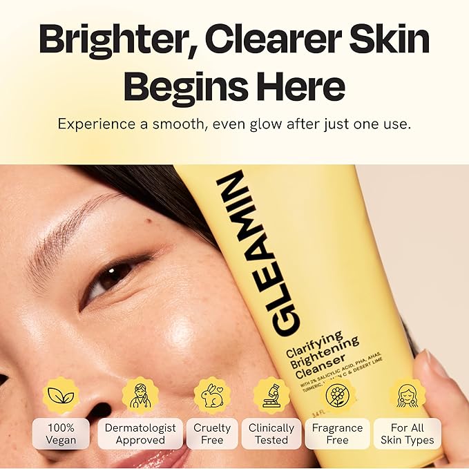 Gleamin Clarifying Brightening Cleanser, 3.4 fl oz, Facial Cleanser