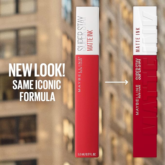 Maybelline Super Stay Matte Ink Liquid Lipstick Makeup, Long Lasting High Impact Color, Up to 16H Wear, Founder, Cranberry Red, 1 Count, Packaging May Vary