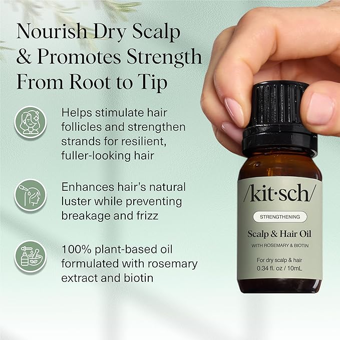 Kitsch Rosemary Oil for Hair Growth -With Castor Oil, Biotin & Jojoba- 10mL