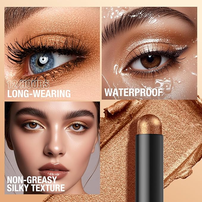 LANGMANNI 8 Color Waterproof Dual-Ended Eyeshadow Stick Set, Eye Makeup #B