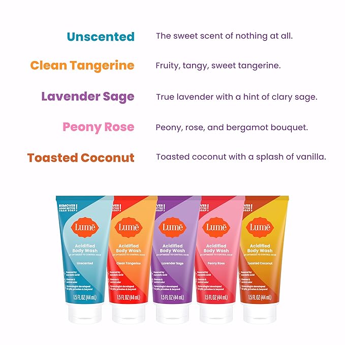 Lume Acidified Body Wash 5 pk Mini Sampler - 1.5 oz (combo scents)
