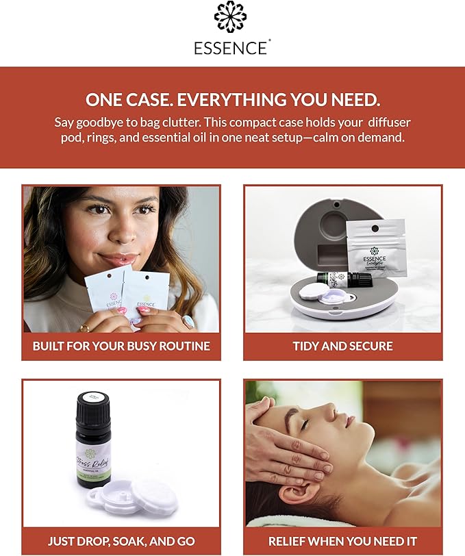 Essence Pearl Travel Case | Grapefruit Essential Oil | Aromatherapy Nasal Diffuser & Essential Oil Carrying Case | Uplifting Citrus Scent | Travel-Friendly Kit | White Pod