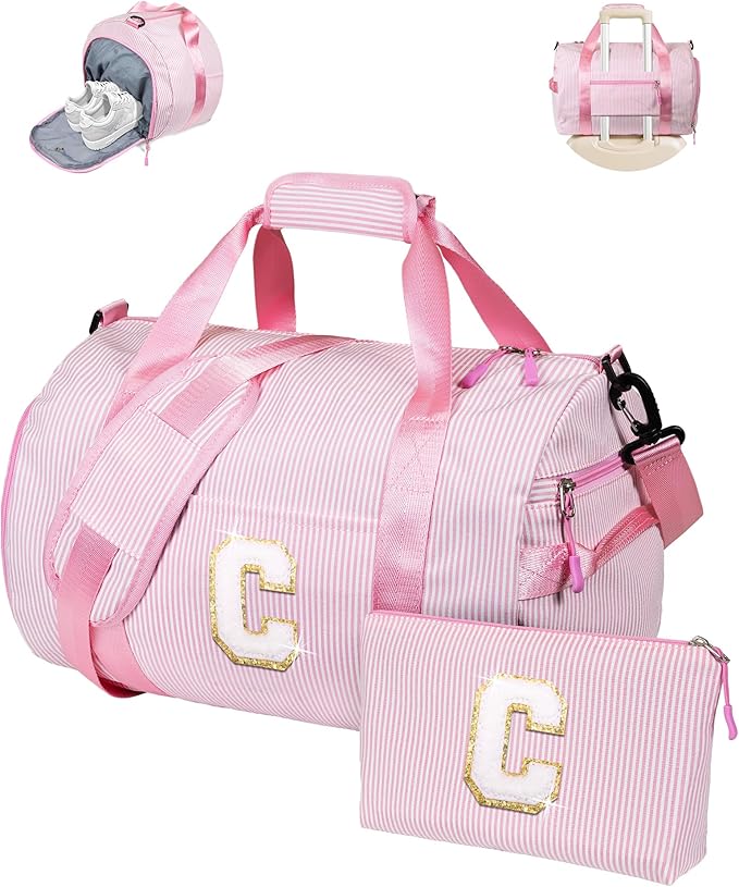 Vogewood Initial Girls Travel Duffle Bag, Teen Girl Gifts Trendy Stuff