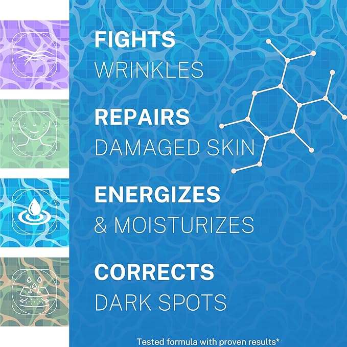 SKIN AURA™ Advanced Anti-Aging Serum | All-In-One Sensitive Formula for Wrinkles, Fine Lines & Age Spots | Plant Derivative with Hyaluronic Acid, Collagen Peptides, 5 Vitamins + Minerals - 30ml (1oz)