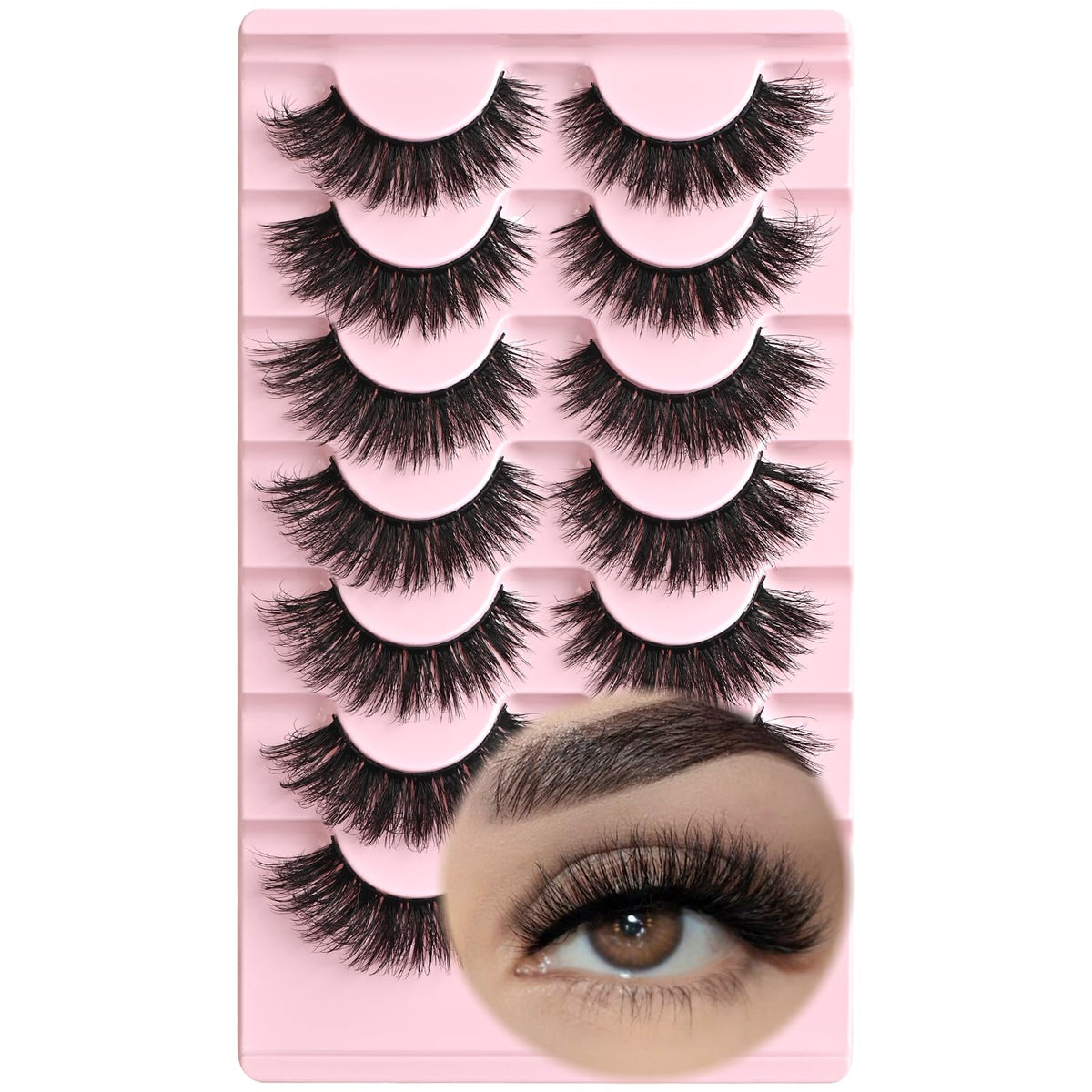 FARRED Natural Lashes Cat Eye False Eyelashes Wispy Fake Lash Strips 7 Pair Short Fluffy Strip Eyelash Wispies Mink Small Lashes Natural Look Full Pestañas Sets for MUA and Beginners Daily Makeup