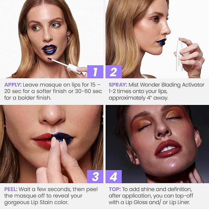 Wonderskin Lip Stain Kit – Long Lasting, Waterproof, Lip Tint Peel Off