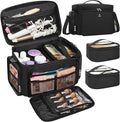 TANTO Large Makeup Organizer Bag, Professional Makeup Artist Bag Portable Travel Makeup Organizer with Detachable Dividers, 2 Pouches & Shoulder Strap, Cosmetic Storage for Beauty Enthusiasts