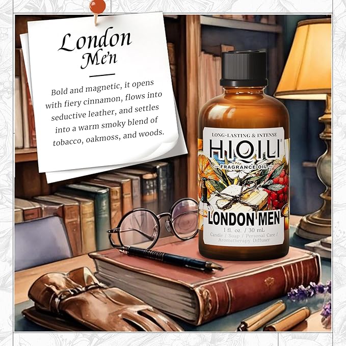 HIQILI London Men Fragrance Oil for Diffusers,Candle & Soap Making