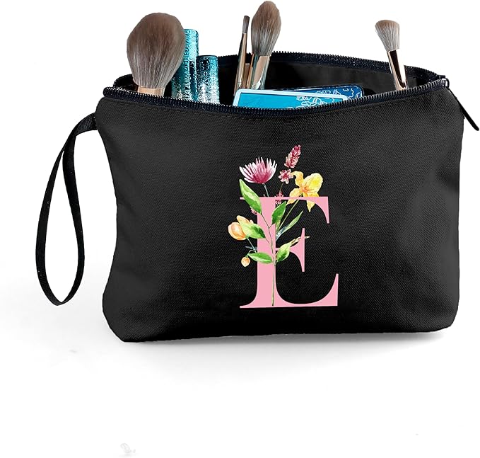 A-Z Personalized Gifts for Women, Initial Make Up Bag with Mirror, E