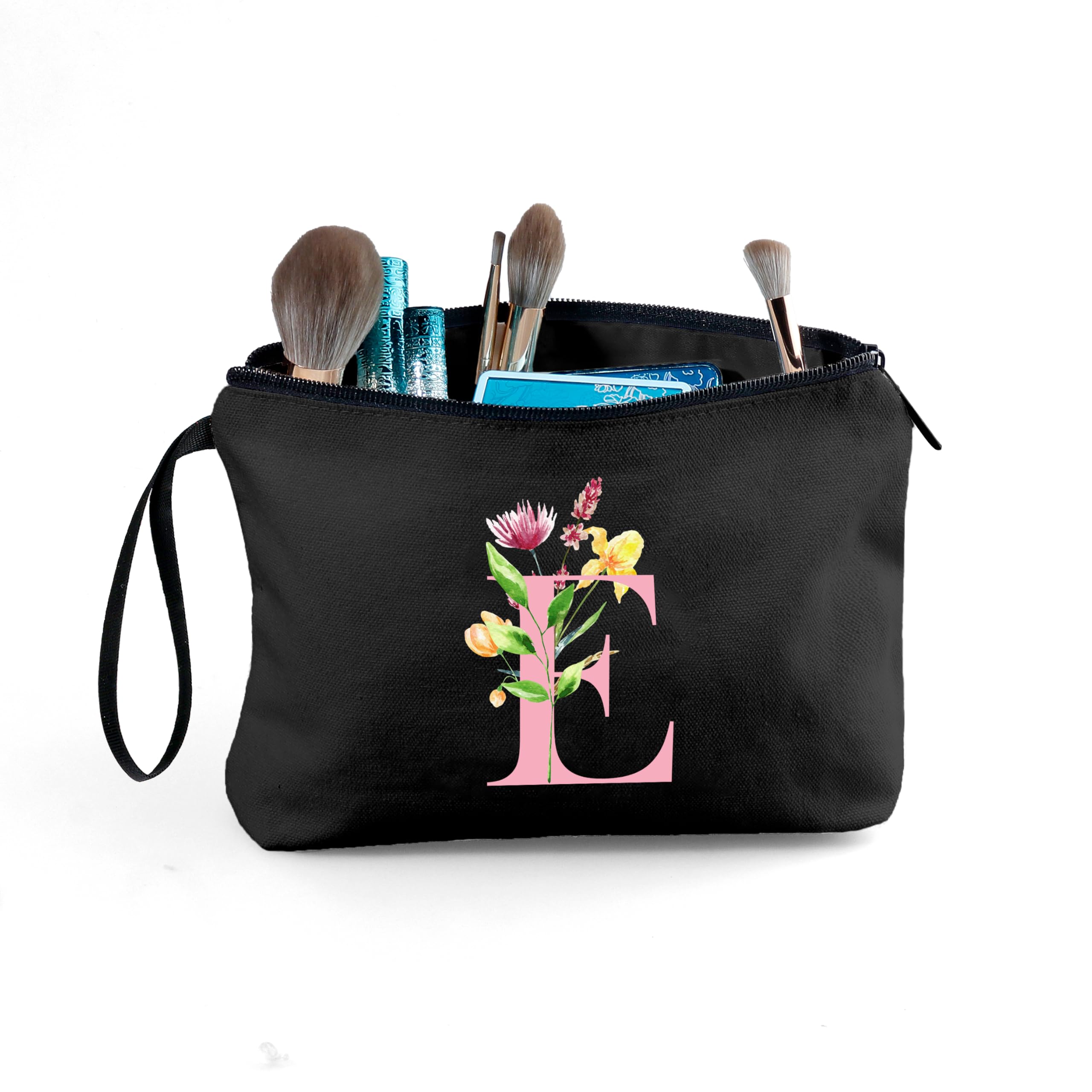 A-Z Personalized Gifts for Women, Initial Make Up Bag with Mirror, E