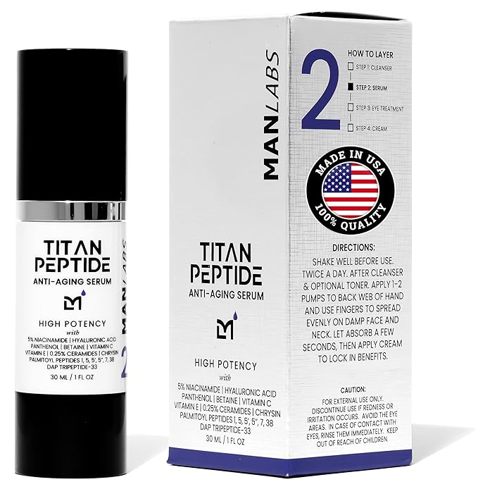 Man Labs Titan Peptide Anti-Aging Face Serum for Men, Firming Complex, 1oz
