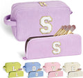 YOOLIFE Personalized Gifts - Teen Girl Gifts Personalized Monogram Make Up Bag Travel Makeup Bag Cosmetic Bags for Women 7 8 9 10 11 12 Year Old Girl Birthday Gift for Daughter Sister Women Letter S