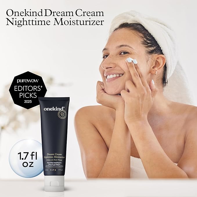 Onekind Night Moisturizer for Face, Hydrating Dream Cream for Wrinkles, Night Cream for Women Anti Aging with Squalane, Rosehip & Shea Butter for Dry & Sensitive Skin – 1.7 oz