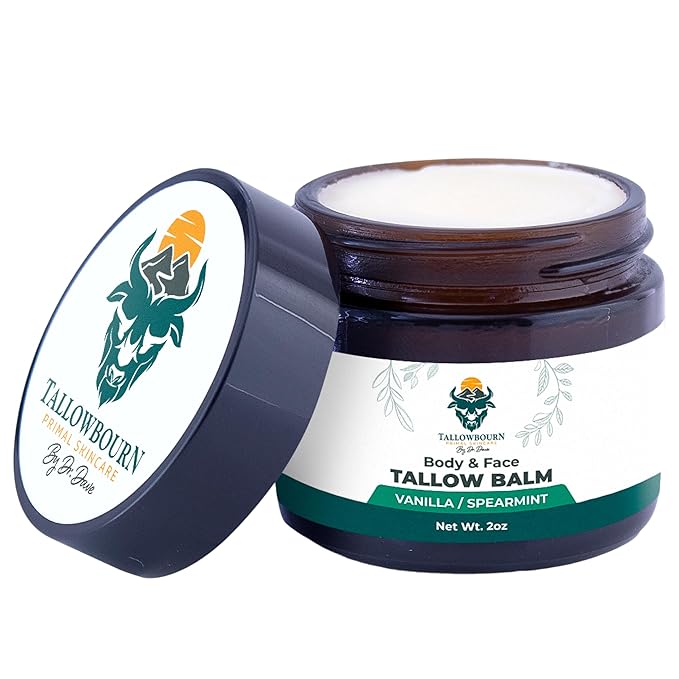 Grass-Fed Beef Tallow Balm for Face & Body - Vanilla & Spearmint - 2oz