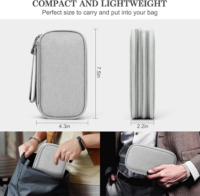 FYY Electronic Organizer, Travel Tech Pouch Bag, Cable Organizer Grey