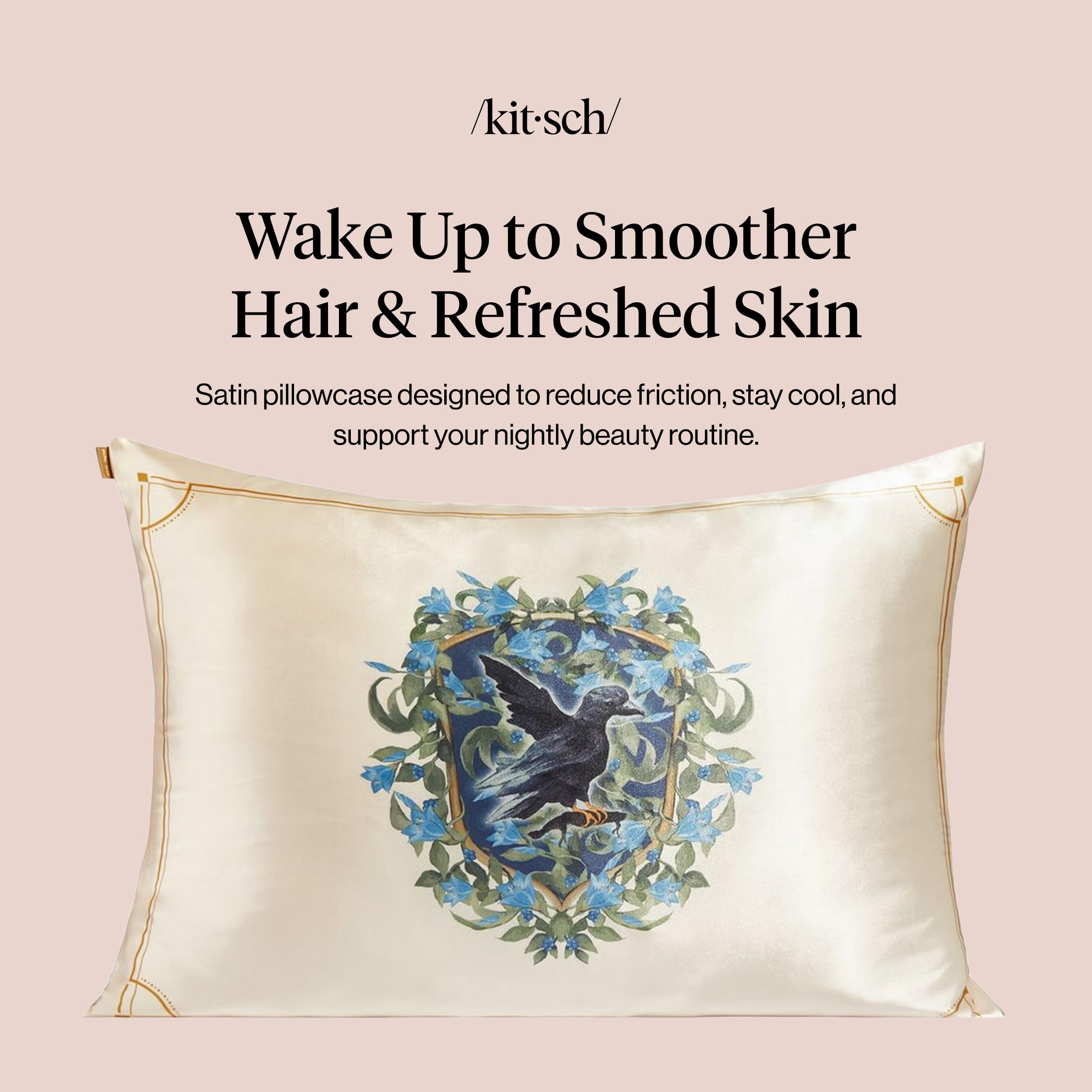 Kitsch & Harry Potter Satin Pillowcase W/Zipper - Size 19x26, Ravenclaw