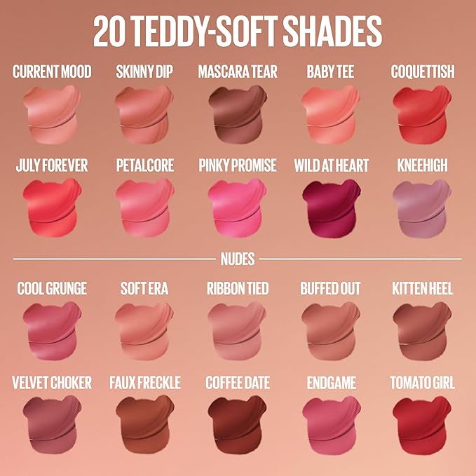 MAYBELLINE Super Stay Teddy Lip Tint, Long Lasting Matte Lipstick For Up To 12HR Wear, Current Mood, 1 Count