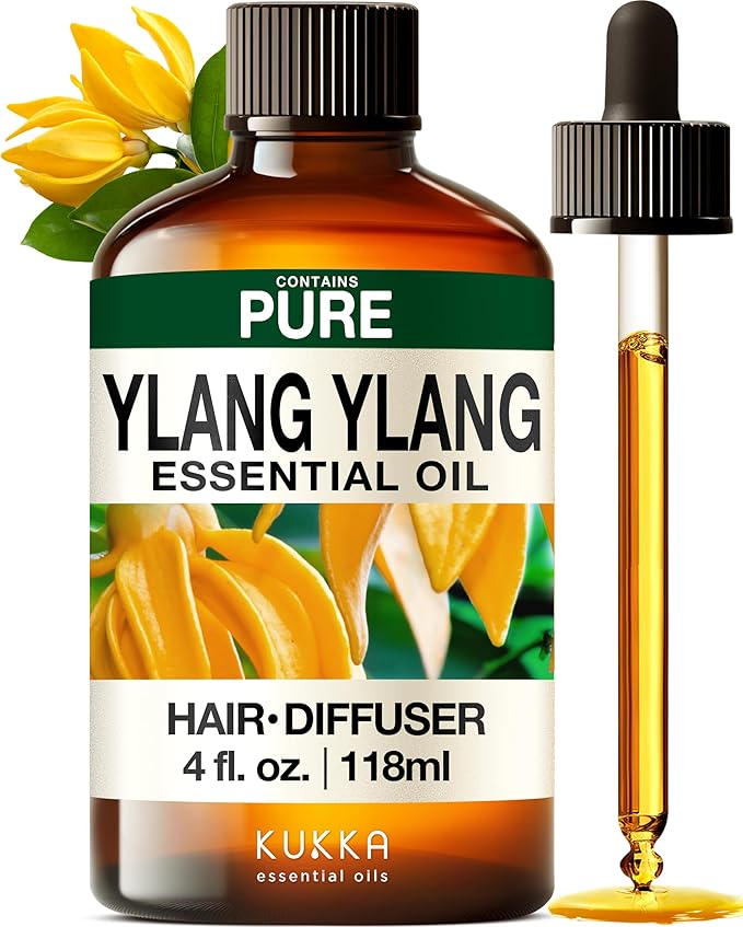 100% Pure Ylang Ylang Oil - 4 Fl Oz Ylang Ylang Essential Oil for Hair, Skin, Diffuser, Aromatherapy & DIY Soap Making Scent
