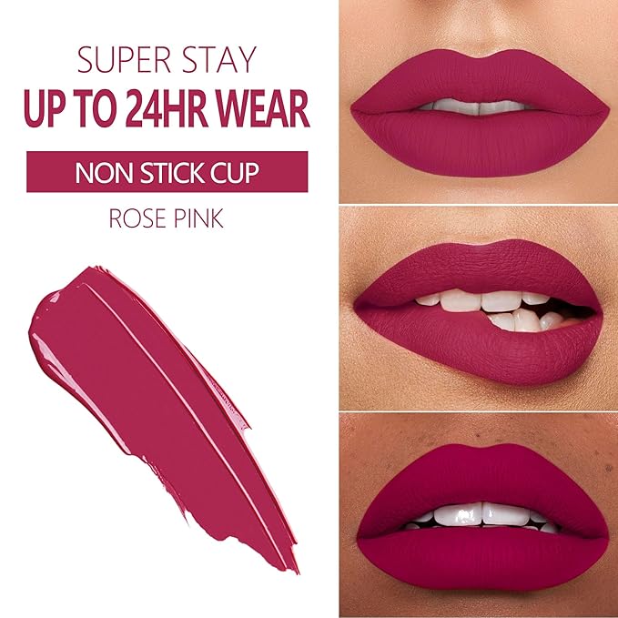MAKI YIKA Rose Pink Lipstick Matte for Women Color Stay Long Lasting Lipsticks