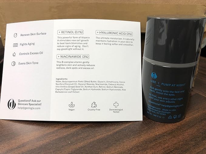 Geologie Retinol Anti-Aging Face Cream for Sensitive Skin | Beginner-Friendly.1% Retinol Formula | Effective Results | Reduces Wrinkles | For Men & Women