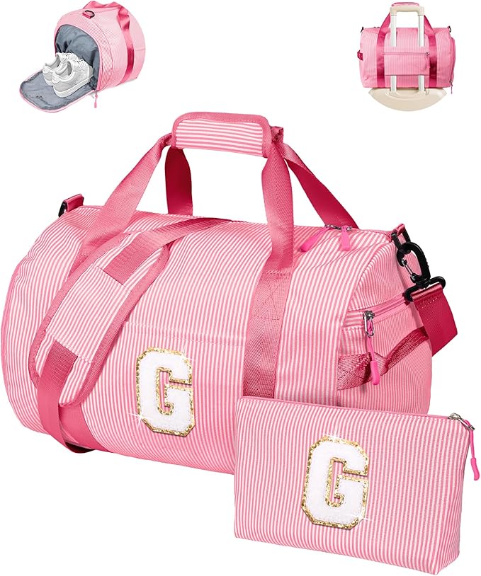 Vogewood Dance Recital Gifts, Girls Travel Duffle Bag Kids Initial Gift