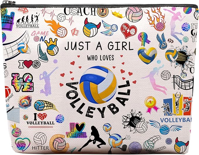 CEASQVAA Volleyball Gifts Makeup Cosmetic Bag for Women, Volleyball Stuff Accessories for Volleyball Players Teams, Volleyball Travel Bag Pouch Purse for Men Women