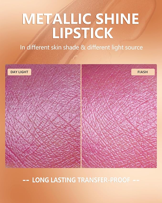 MAKI YIKA Pink Lipstick for Women Metallic Liquid Lipsticks Long Lasting