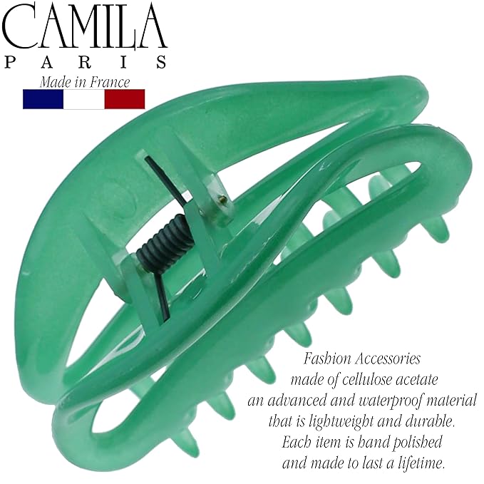 Camila Paris CP3079 French Hair Clip for Women, Small Green, Girls Hair Claw Clips Jaw Fashion Durable Styling Hair Accessories for Women, Strong Hold No Slip Grip, Made in France
