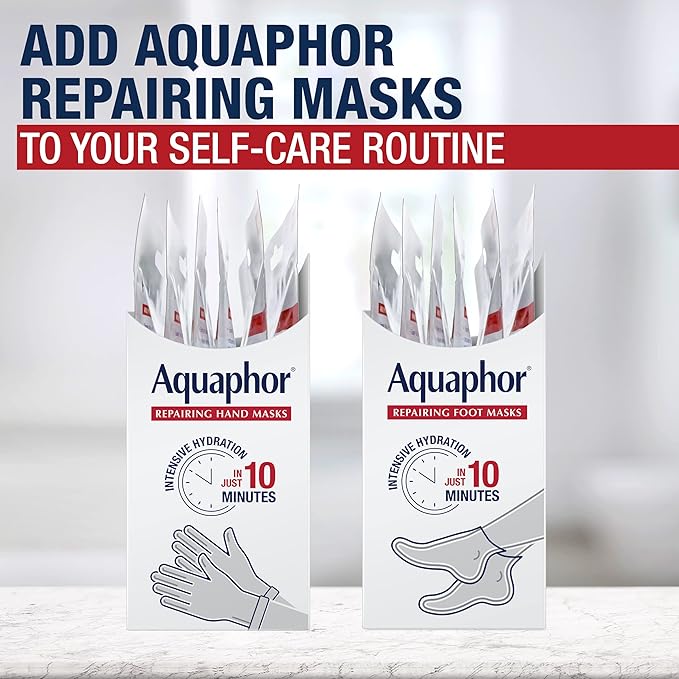 Aquaphor Advanced Therapy Repairing Foot Masks, 6 Masks x 0.7 FL OZ