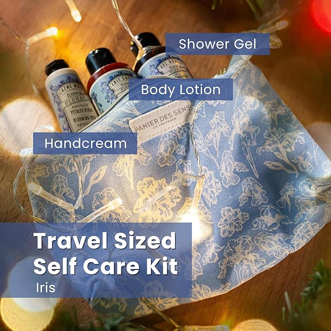 Panier des Sens Iris Travel Pouch Gift Set, 3.3 + 3.3 + 1 fl oz