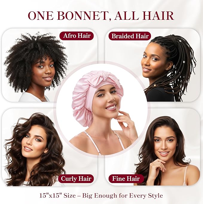 Adjustable Silk Bonnet Satin Curly Hair Wrap for Sleeping Women Anti Frizz