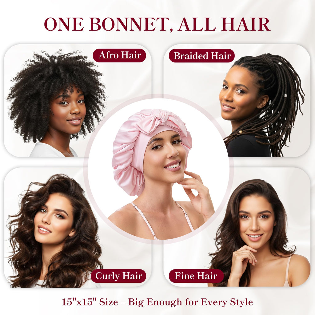 Adjustable Silk Bonnet Satin Curly Hair Wrap for Sleeping Women Anti Frizz