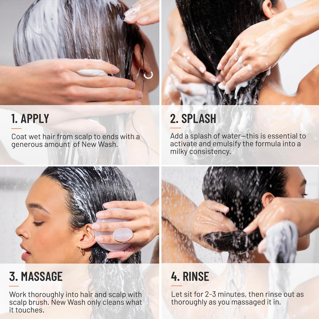 Hairstory New Wash Deep Clean – Detergent Free Shampoo for Oily Fine Hair, Sulfate Free Volumizing Cleansing Cream, Shampoo and Conditioner Alternative, 8 Fl Oz Refillable Bottle