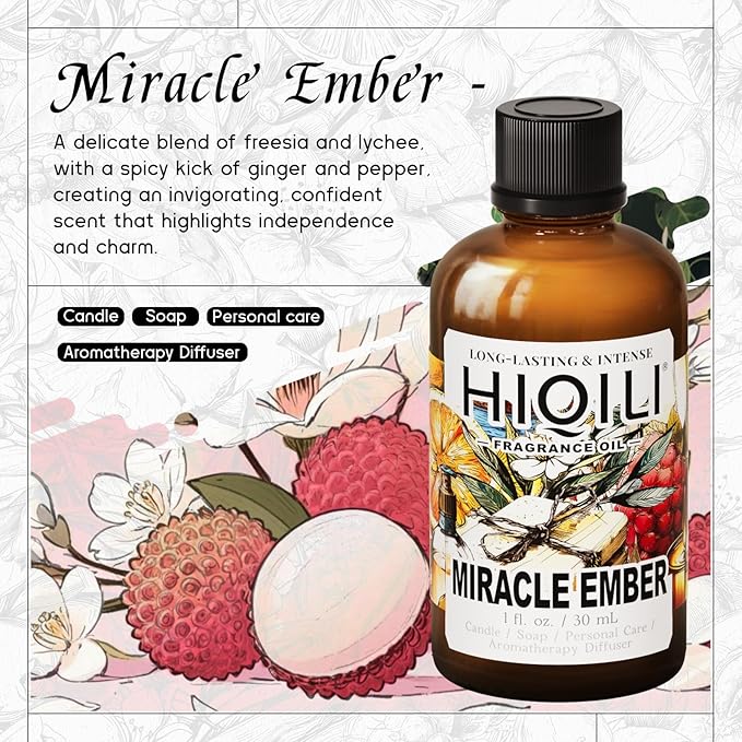 HIQILI Miracle Ember Fragrance Oil for Diffuser, Candle & Soap Making