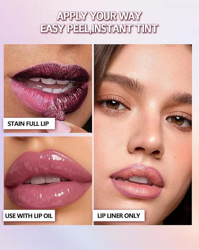 Peel Off Lip Liner Stain, Long Lasting Waterproof Lip Tint Stain Peel Off