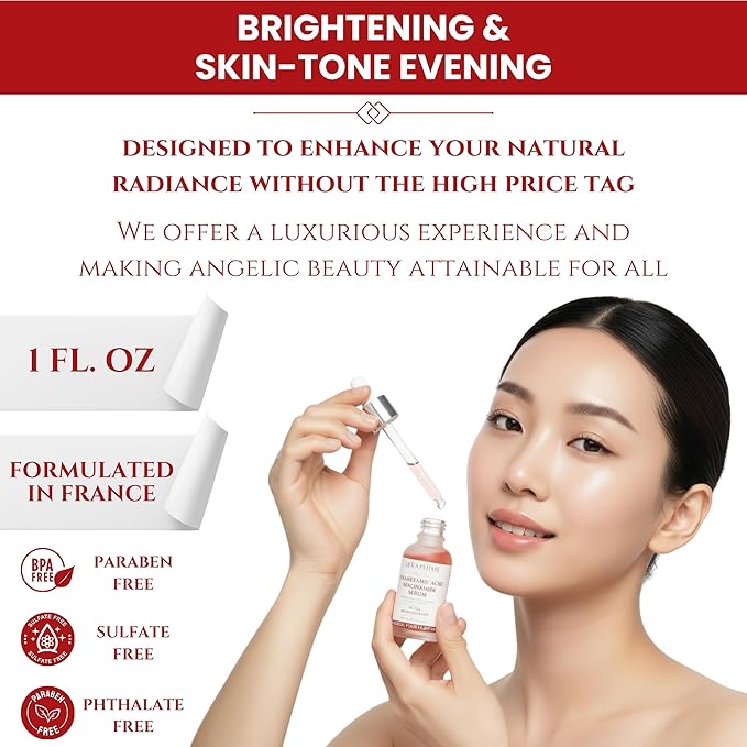 Seraphime Tranexamic Acid TXA 4% + Niacinamide 10% Serum – Discoloration Correcting Serum with Alpha Arbutin, Pro-Vitamin B5, Phloretin Dark Spot, Hyperpigmentation, Uneven Skin Tone Corrector 1 fl oz