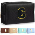 TOPEAST Gifts for Friends Female Mom, Cute Makeup Bag Small Pink Cosmetic Bag Travel Toiletry Bag, Personalized Birthday Gift for Women Girl, Preppy Travel Stuff for Girls (Black C)