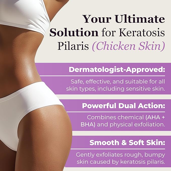 DERMAdoctor KP Bump Eraser Body Scrub with 10% AHAs + PHAs for Keratosis Pilaris, Dry, Rough, and Bumpy Skin, Dermatologist Formulated Exfoliating Body Scrub with Glycolic and Lactic acids - 8 Fl oz