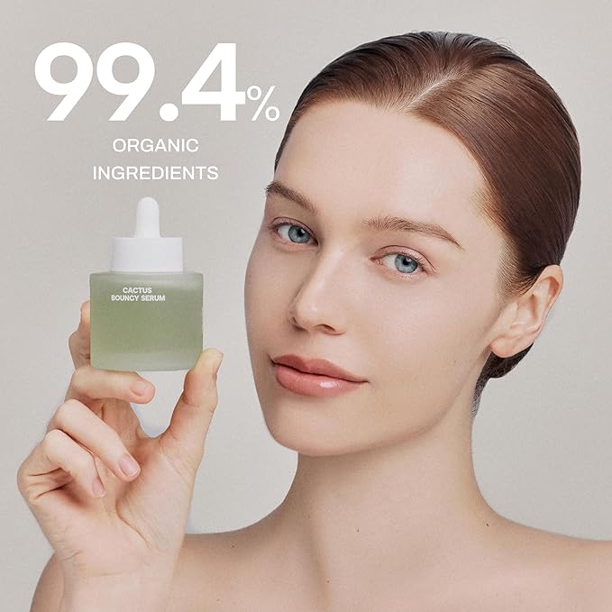 Whamisa Organic Cactus Bouncy Serum, 48 hrs Inner Skin Moisture, 72 hrs Hydrating and Moisturizing, Fermented Ingredient Formula, Facial Ampoule, Korean Skin Care (52ml)