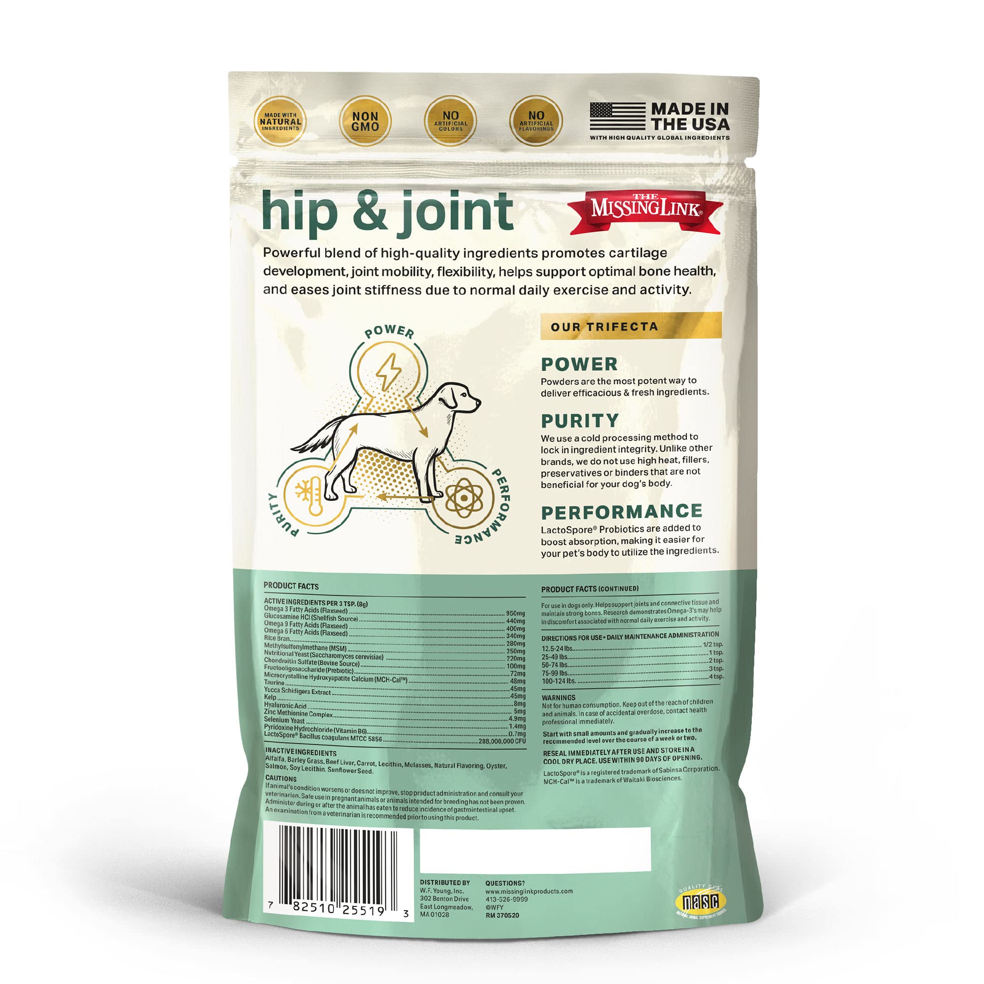 The Missing Link Hip & Joint + Probiotics Supplement 1lb Bag 2/Pack - Superfood Powder for Dog Cartilage & Bone Health, Joint Mobility & Flexibility