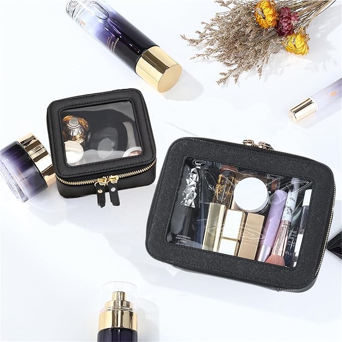 FASAOH Clear Makeup Bag with Mini Cosmetic Bags,Travel Toiletry Bag for Women,Portable Cosmetic Bag Case, Transparent Waterproof Cosmetic Organizer Storage Bag for Women Men