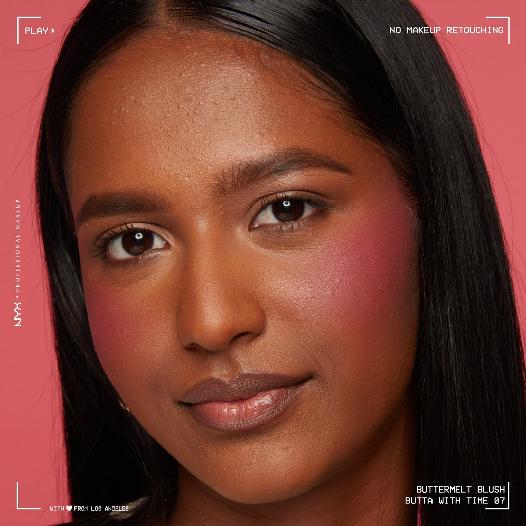 NYX PROFESSIONAL MAKEUP Buttermelt Powder Blush, Fade and Transfer-Resistant Blush, Up to 12HR Make Up Wear, Vegan Formula - Butta With Time