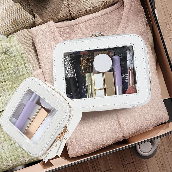 FASAOH Clear Makeup Bagswith Mini Cosmetic Bags,Travel Toiletry Bags for Women,Portable Cosmetic Bags Case, Transparent Waterproof Cosmetic Organizer Storage Bags for Women Men