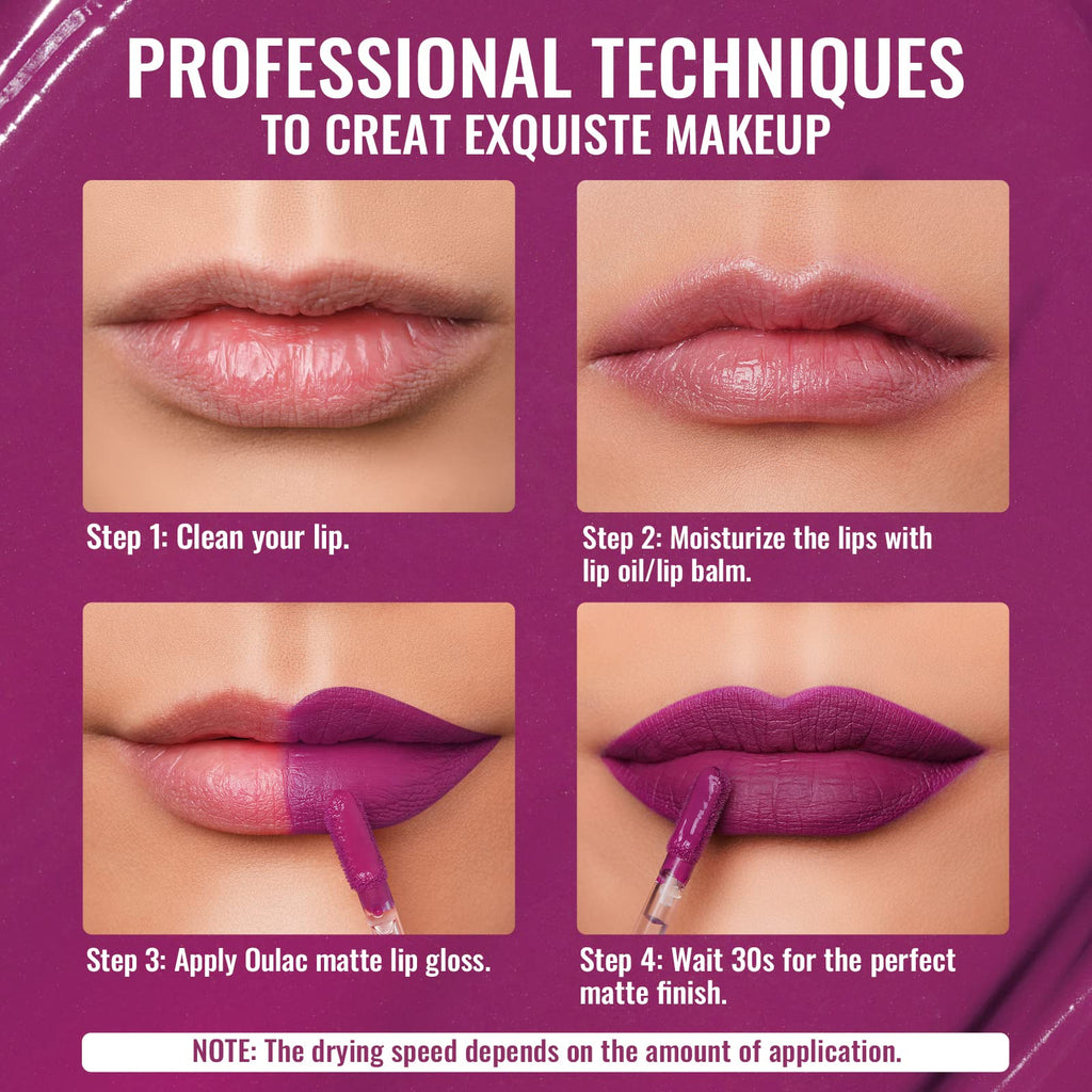 Oulac Matte Liquid Purple Lipstick for Women, Dark Violet Long Lasting Lipstick, Waterproof Lip Stain, No Transfer, Creamy High Pigmented Formula with Vitamin E, Vegan & Cruelty-Free M15