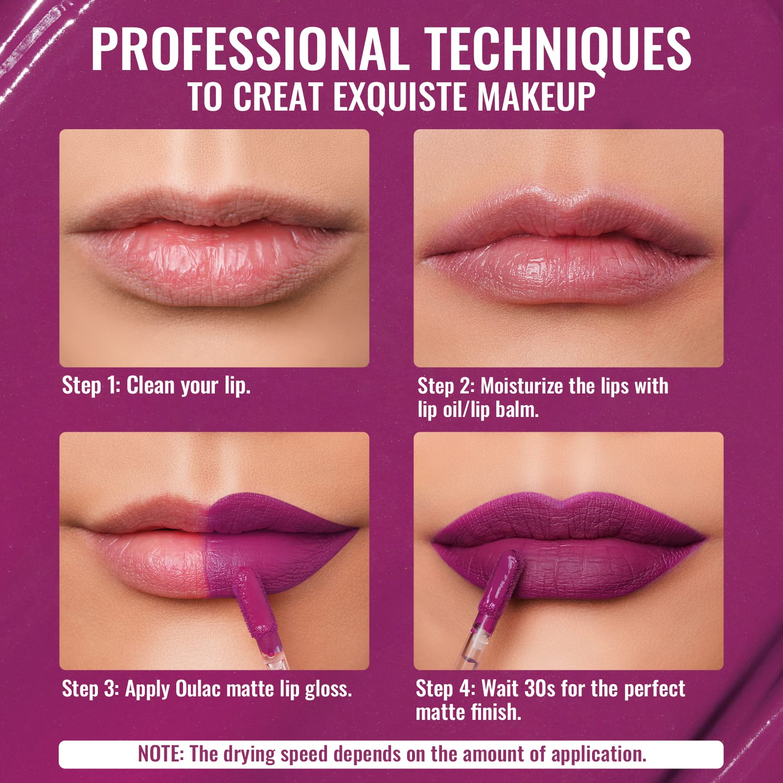 Oulac Matte Liquid Purple Lipstick for Women, Dark Violet Long Lasting Lipstick, Waterproof Lip Stain, No Transfer, Creamy High Pigmented Formula with Vitamin E, Vegan & Cruelty-Free M15