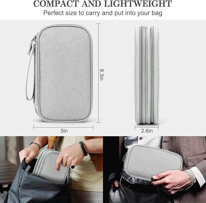 FYY Electronic Organizer, Travel Tech Pouch Bag, Medium, Grey