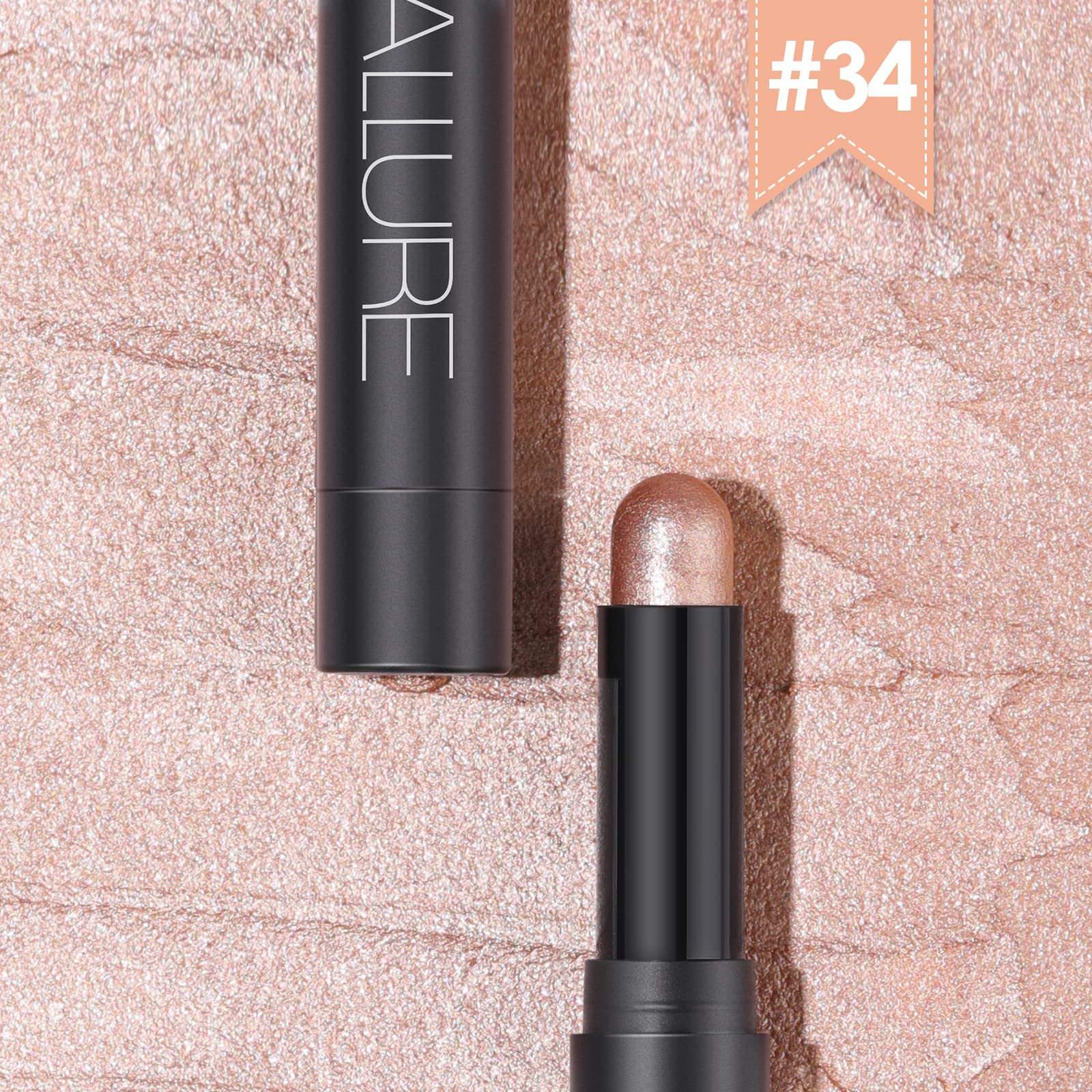 FOCALLURE Shimmer and Matte Cream Eyeshadow Stick,Smooth Brilliant Eye Brightener Pencil for Women,Long Lasting Waterproof Eye Shadow and Liners Makeup,PINK FIRE