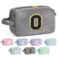 YOOLIFE Initial Makeup Bag for Women - Monogram Cute Makeup Bag Cosmetic Case Toiletry Pouch for Women Her Best Friend Sister Teacher, Personalized Birthday Gifts for Women, Black O