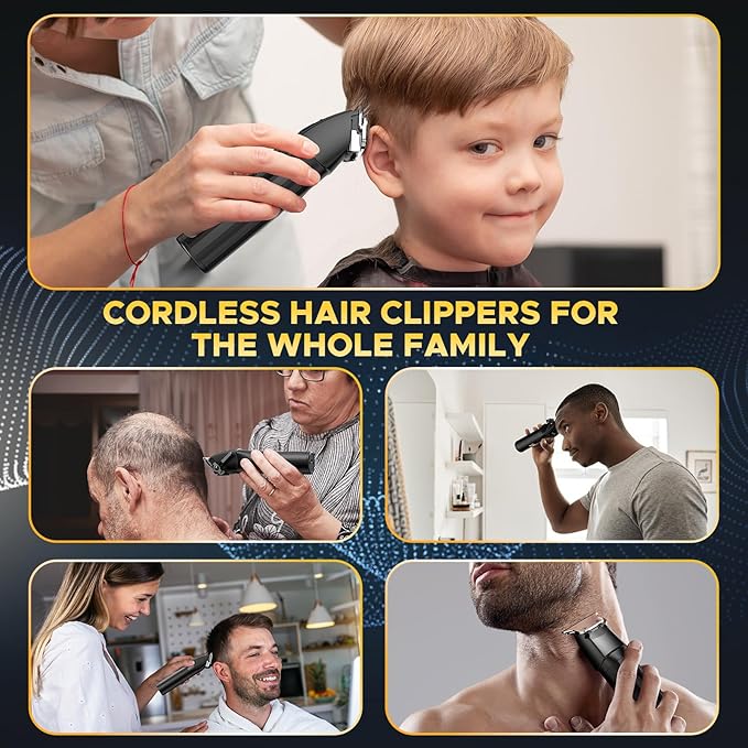 Professional Hair Clippers for Men Beard Trimmers Kit Zero Gapped Haircut Grooming Shaver Gift for Men Women Barber Kids (Black)